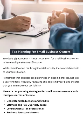 Tax Planning For Small Business Owners