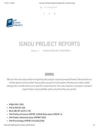 Ignou Project Report