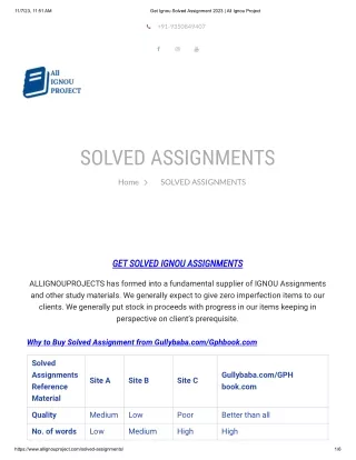 Ignou Project Solved Assignment