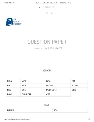 Ignou Question Paper And Answers