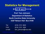 Statistics for Management