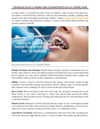 Unlocking the Secrets to a Brighter Smile Essential Dental Services for a Healthy Mouth