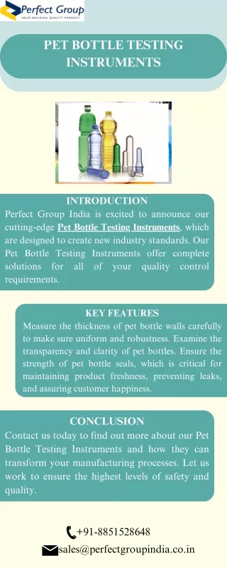 Pet bottle testing instruments | Perfect Group India