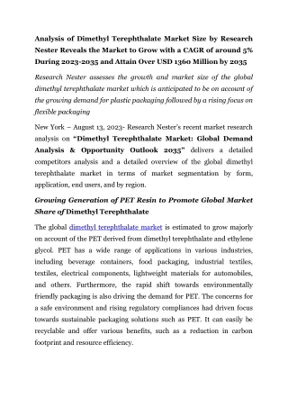 PR_on_Dimethyl_Terephthalate_Market