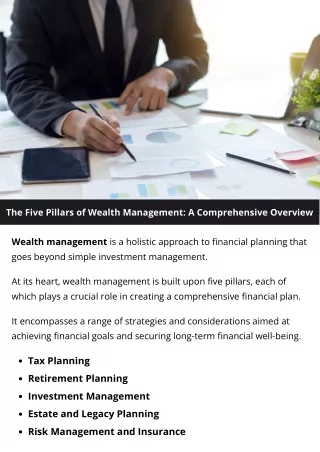 The Five Pillars of Wealth Management: A Comprehensive Overview