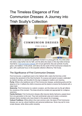 The Timeless Elegance of First Communion Dresses_ A Journey into Trish Scully's Collection
