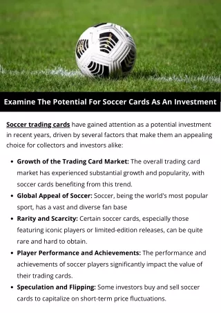 Examine The Potential For Soccer Cards As An Investment