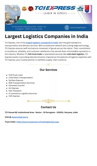 Largest Logistics Companies in India