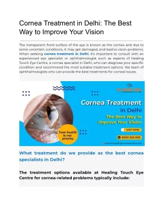 Cornea Treatment in Delhi