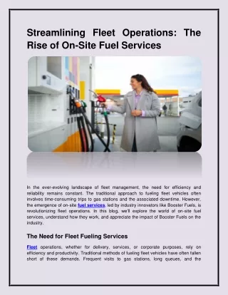 Streamlining Fleet Operations The Rise of On-Site Fuel Services and Booster Fuels