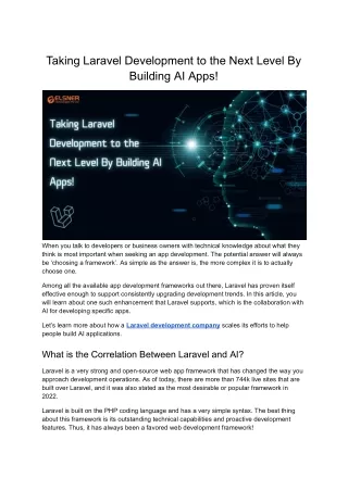 Taking Laravel Development to the Next Level By Building AI Apps!