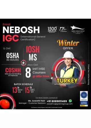 Seed It Today  and Harvest Tomorrow - Nebosh Course in Turkey With GWG