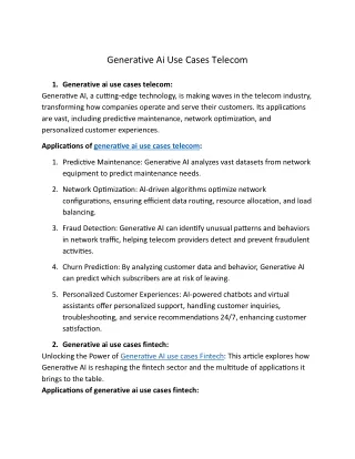 Generative Ai Use Cases Telecom pdf