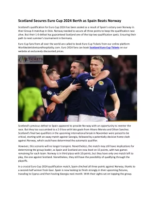 Scotland Secures Euro Cup 2024 Berth as Spain Beats Norway