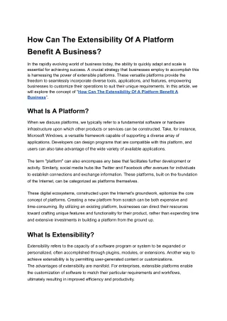 How Can The Extensibility Of A Platform Benefit A Business