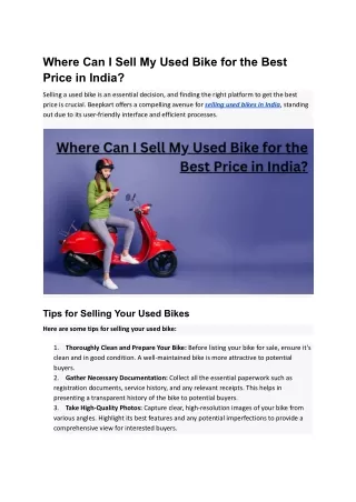 Where Can I Sell My Used Bike for the Best Price in India?