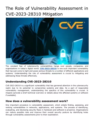 The Role of Vulnerability Assessment in CVE-2023-28310 Mitigation