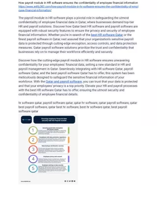 "Ensuring Employee Financial Confidentiality with Qatar HR Software"