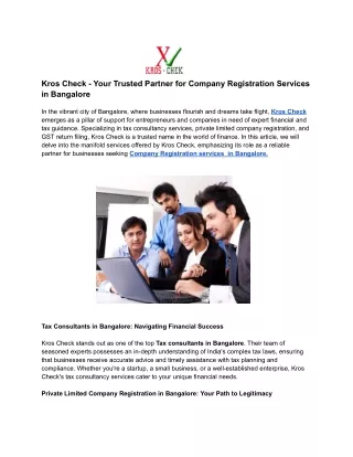 Kros Check - Your Trusted Partner for Company Registration Services in Bangalore