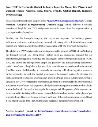 Low GWP Refrigerants Market Trends Analysis 2035
