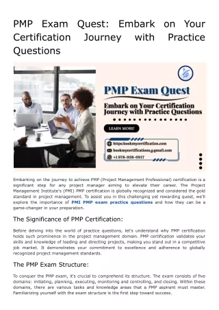 PMP Exam Quest_ Embark on Your Certification Journey with Practice Questions