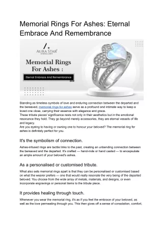 Memorial Rings For Ashes_ Eternal Embrace And Remembrance