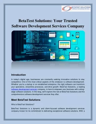 BetaTest Solutions Your Trusted Software Development Services Company