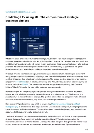 leewayhertz.com-Predicting LTV using ML The cornerstone of strategic business choices