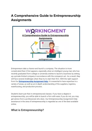 A Comprehensive Guide to Entrepreneurship Assignments