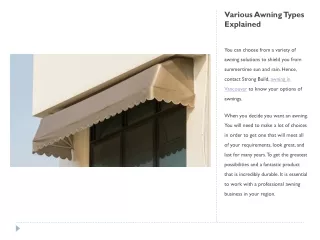 Various Awning Types Explained