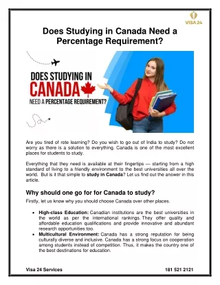 Does Studying in Canada Need a Percentage Requirement