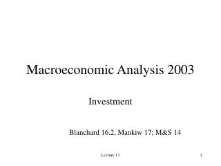 Macroeconomic Analysis 2003