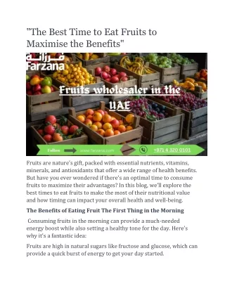 "The Best Time to Eat Fruits to Maximise the Benefits"