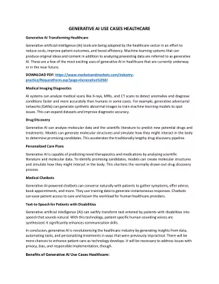 generative ai use cases healthcare