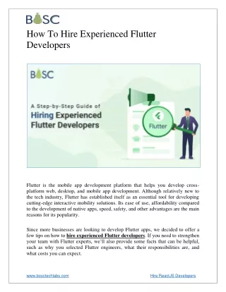 How To Hire Experienced Flutter Developers