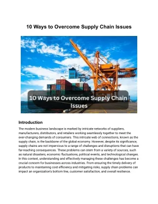 10 ways to overcome supply chain issues