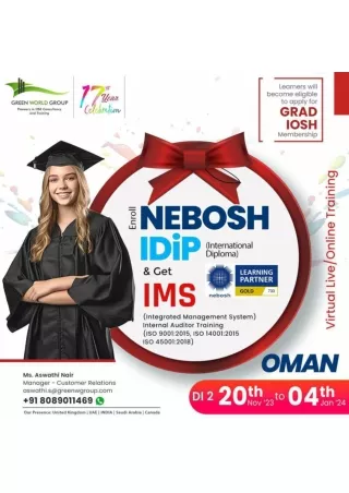 Invest in Promising Future  Nebosh I dip In Oman with Green world Group