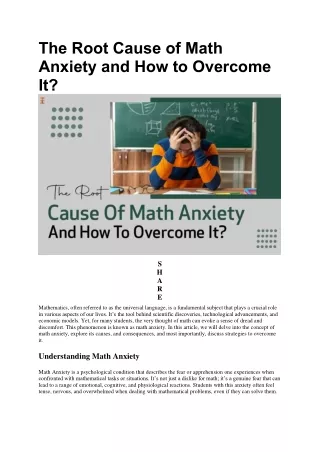 Math Anxiety: Meaning, Causes, And Solutions To Overcome It