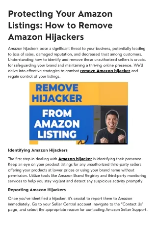 Protecting Your Amazon Listings How to Remove Amazon Hijackers