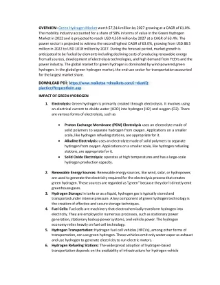 Green Hydrogen Economy