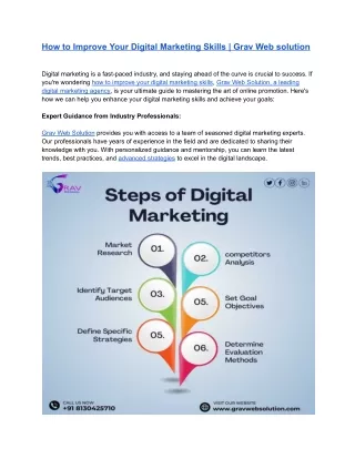 How to Improve Your Digital Marketing Skills  | Grav Web solution.