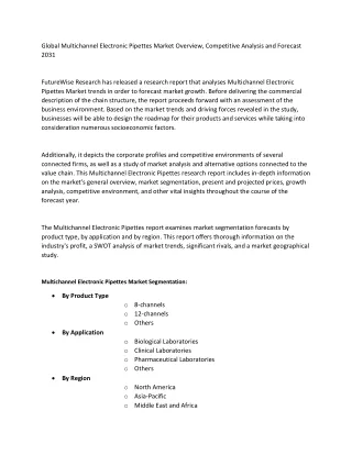Multichannel Electronic Pipettes Market