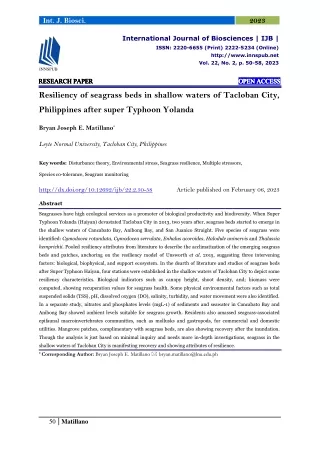 Resiliency of seagrass beds in shallow waters of Tacloban City, Philippines afte