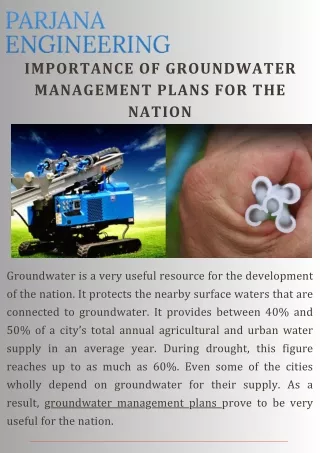 Innovative Solutions for Sustainable Groundwater Management