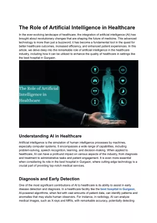 The Role of Artificial Intelligence in Healthcare