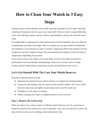 How to Clean Your Watch in 3 Easy Steps