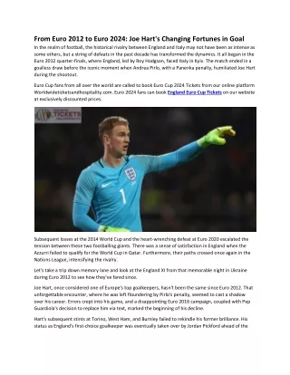 From Euro 2012 to Euro 2024: Joe Hart's Changing Fortunes in Goal