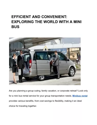 EFFICIENT AND CONVENIENT_ EXPLORING THE WORLD WITH A MINI BUS