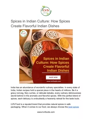 Spices in Indian Culture_ How Spices Create Flavorful Indian Dishes