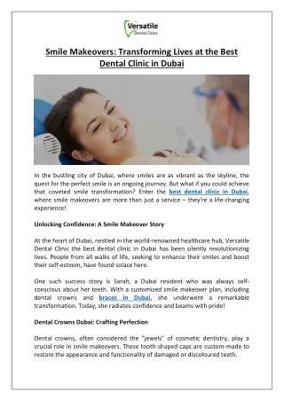 Smile Makeovers: Transforming Lives at the Best Dental Clinic in Dubai